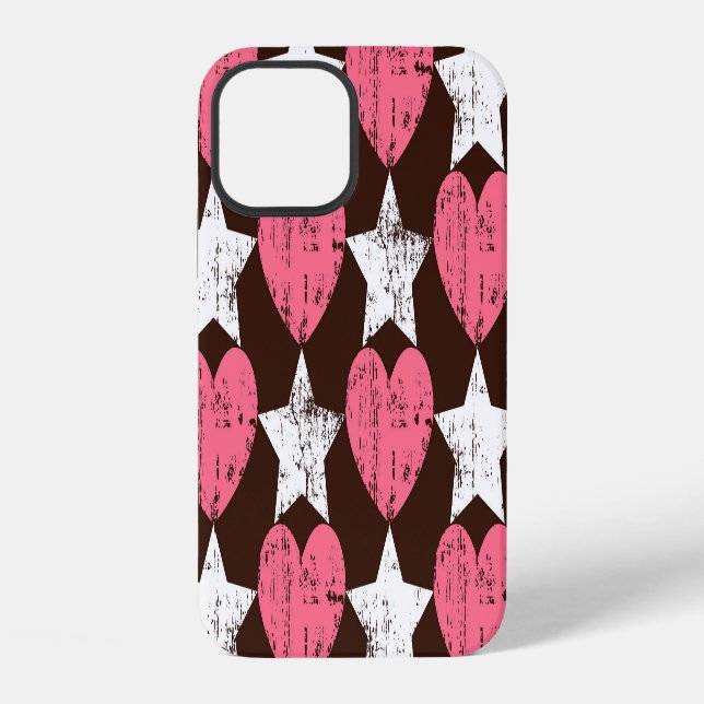 Retro Threadbare Hearts Stars Texture iPhone Case (Back)