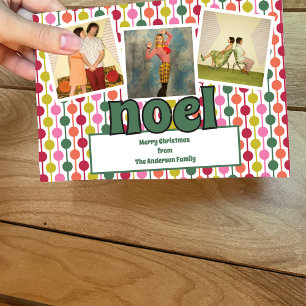 Retro Three Photos Noel Message Holiday Card