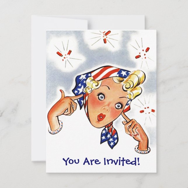 Retro Throwing Fire-Cracker Of a Party Invitation (Front)