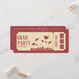 Retro ticket graduation party invitation