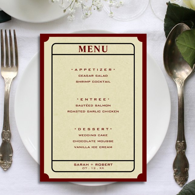 Retro Ticket Stub 5x7 Wedding Menu (Retro Ticket Stub 5x7 Wedding Menu)
