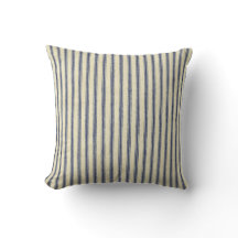 Retro Ticking Blue & White Striped Vintage French
