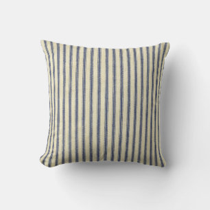 Retro Ticking Blue & White Striped Vintage French Cushion