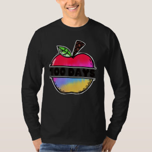 Retro Tie Dye Apple Happy 100 Days Of School Teach T-Shirt