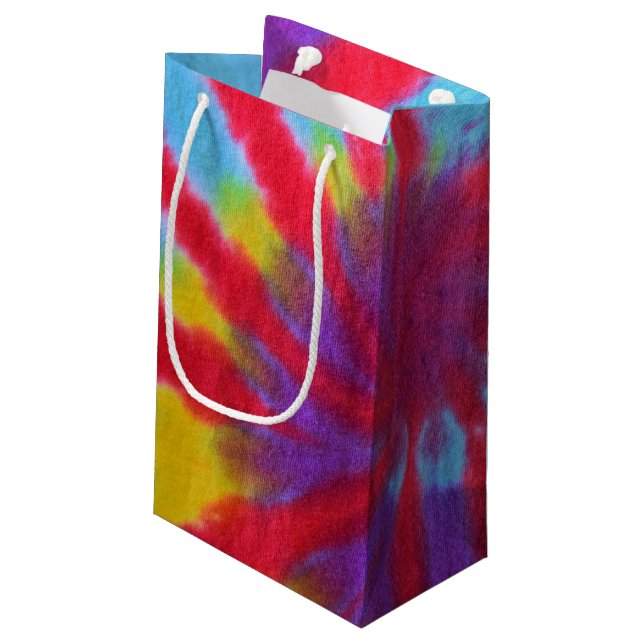 Retro Tie Dye Design Small Gift Bag (Back Angled)