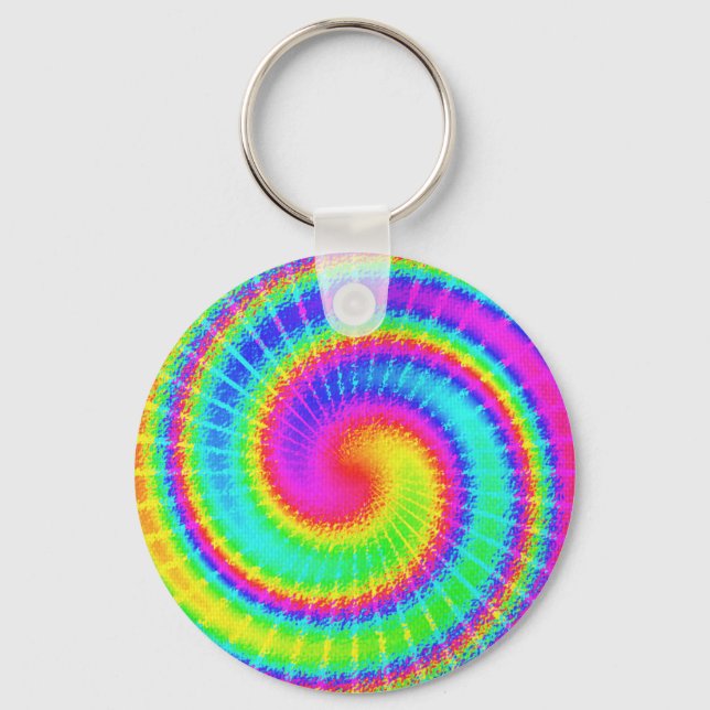 Retro Tie Dye Hippie Psychedelic Key Ring (Front)