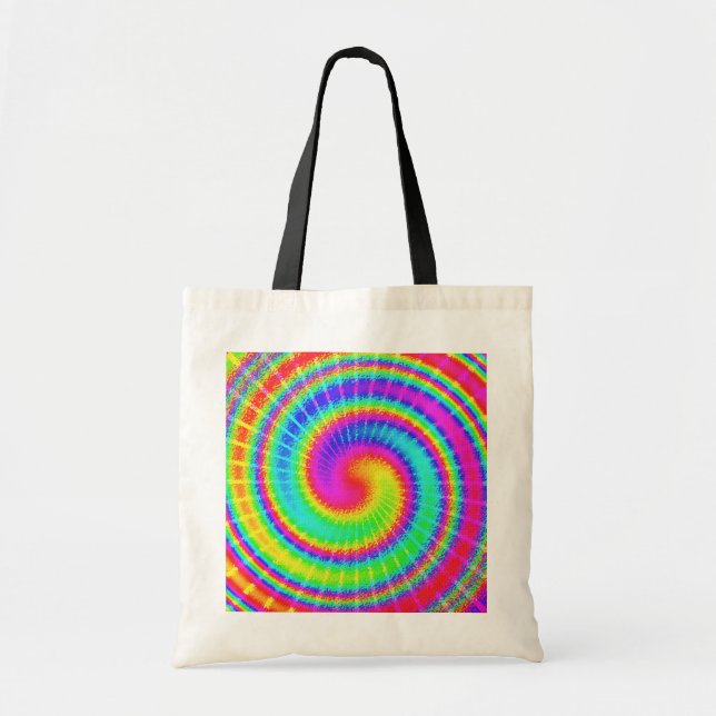Retro Tie Dye Hippie Psychedelic Tote Bag (Front)
