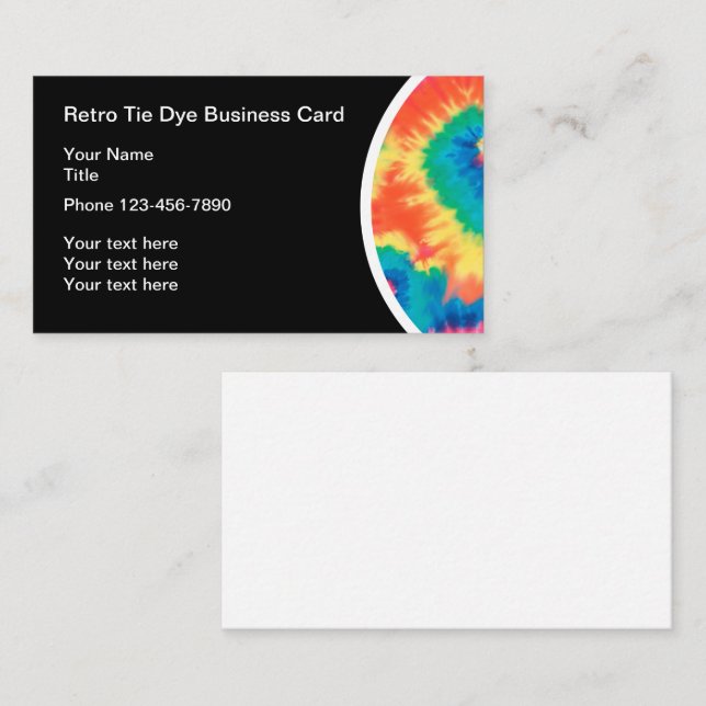 Retro Tie Dye Theme Business Cards (Front/Back)