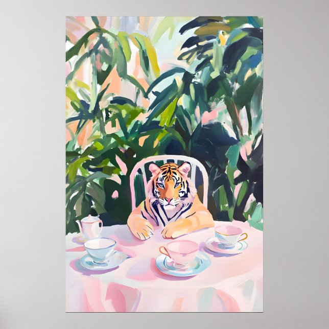 Retro Tiger Poster, Tiger Oil Painting, Vintage Poster (Front)