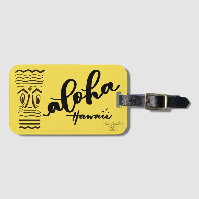 Retro Tiki Aloha Luggage Bag Tag (Front Horizontal)