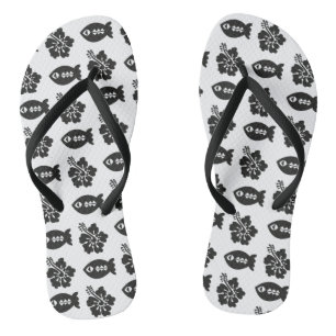 Retro Tiki Black and White Pattern Jandals