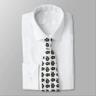 Retro Tiki Black and White Pattern Tie