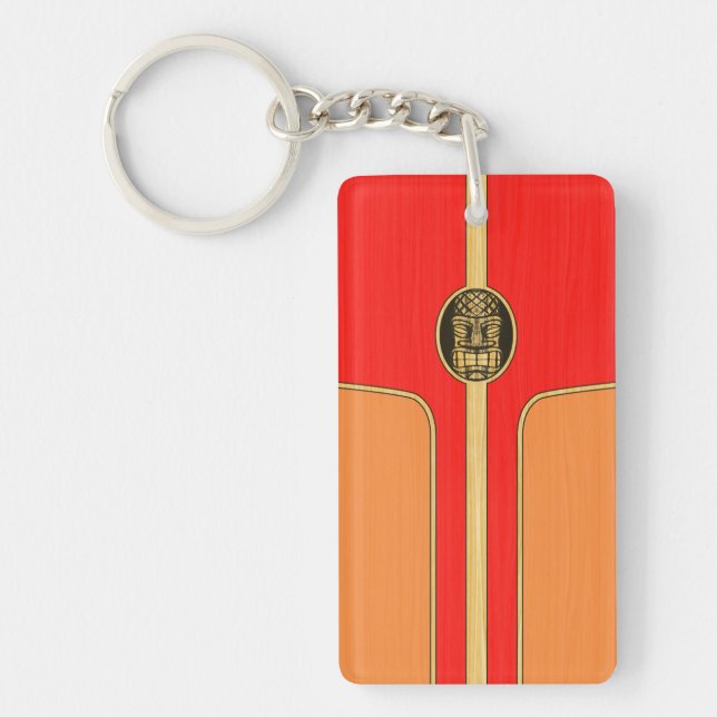 Retro Tiki Surfboard Key Ring (Front)