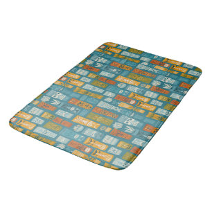Retro Tiki Totems Bath Mat
