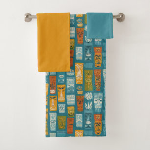 Retro Tiki Totems Bath Towel Set