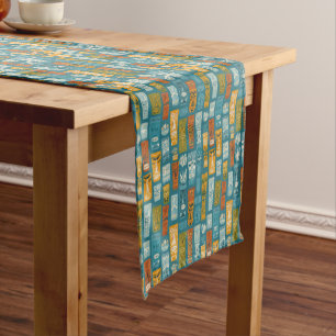 Retro Tiki Totems Short Table Runner