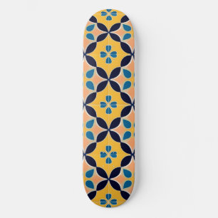 🎨 Retro Tile Glow 🌈 Colourful Geometric Skateboard