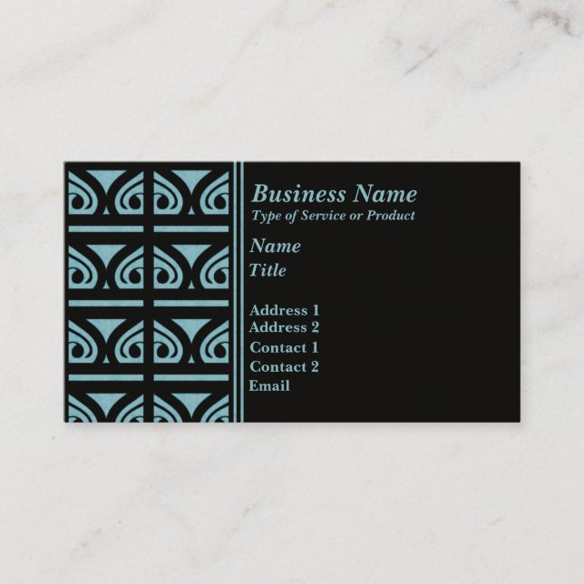 Retro Tiles Business Card, Light Blue Card (Front)