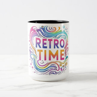 "Retro Time" Two-Tone Coffee Mug