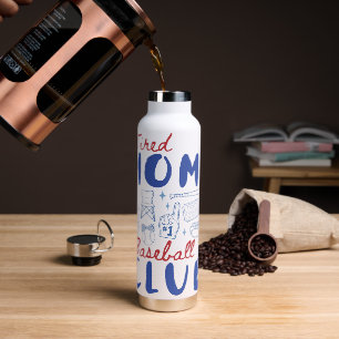Retro Tired Moms Baseball Club  Water Bottle