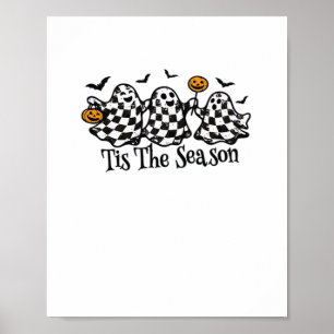 Retro Tis The Season Checkered Halloween Poster