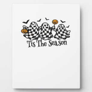Retro Tis The Season Chequered Halloween Plaque