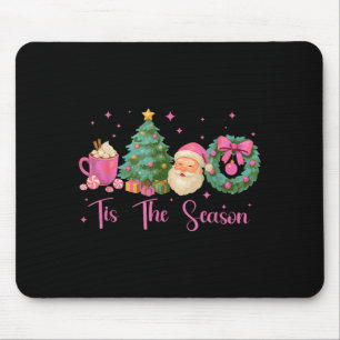 Retro Tis The Season Christmas Santa Jolly Hot Coc Mouse Pad