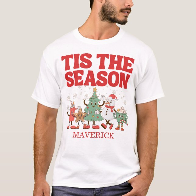 Retro Tis The Season Christmas T-Shirt (Front)