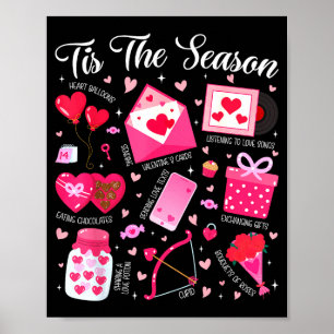 Retro Tis The Season Funny Valentine Heart Balloon Poster