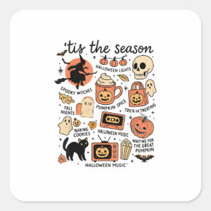 Retro Tis The Season Halloween Season Fall Design Square Sticker