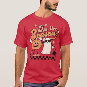 Retro Tis The Season Pumpkin And Ghost Halloween P T-Shirt