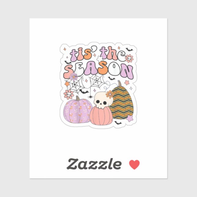 Retro Tis The Season Pumpkin Halloween Skull Spook (Sheet)