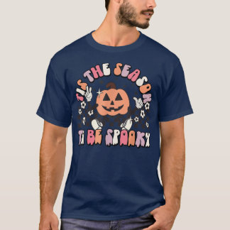 Retro Tis The Season To Be Spooky Floral Pumpkin H T-Shirt