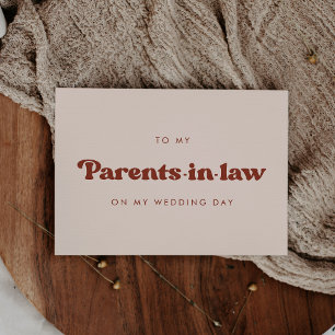Retro To my parents-in-law on my wedding day card