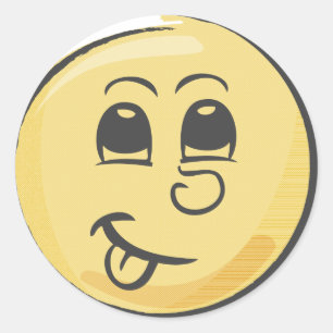 Retro Tongue Emoji Classic Round Sticker