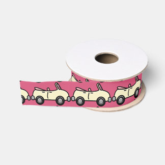 Retro Top-Down Cars (Lemon Yellow) Grosgrain Ribbon