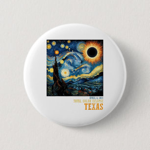 Retro Total Solar Eclipse 2024 Texas For Men Women 6 Cm Round Badge