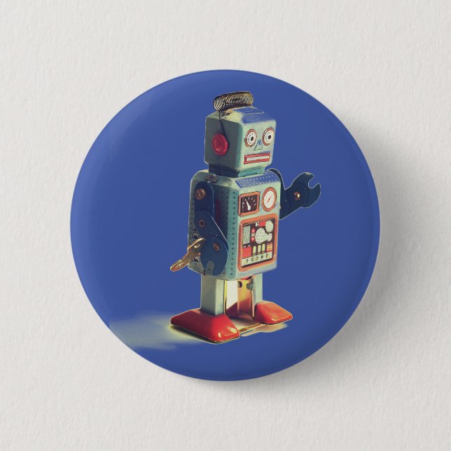 Retro Toy Robot  6 Cm Round Badge (Front)