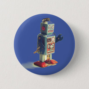 Retro Toy Robot  6 Cm Round Badge