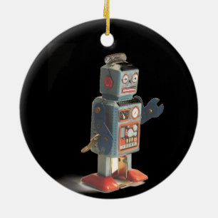 Retro Toy Robot Ceramic Tree Decoration