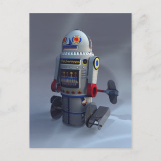 Retro Toy Robot Number 7 Postcard