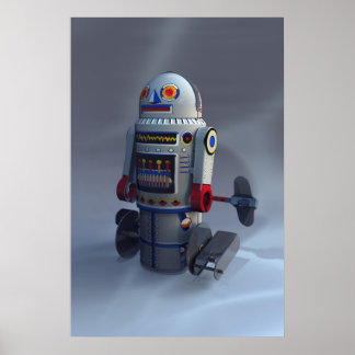 Retro Toy Robot Number 7 Print