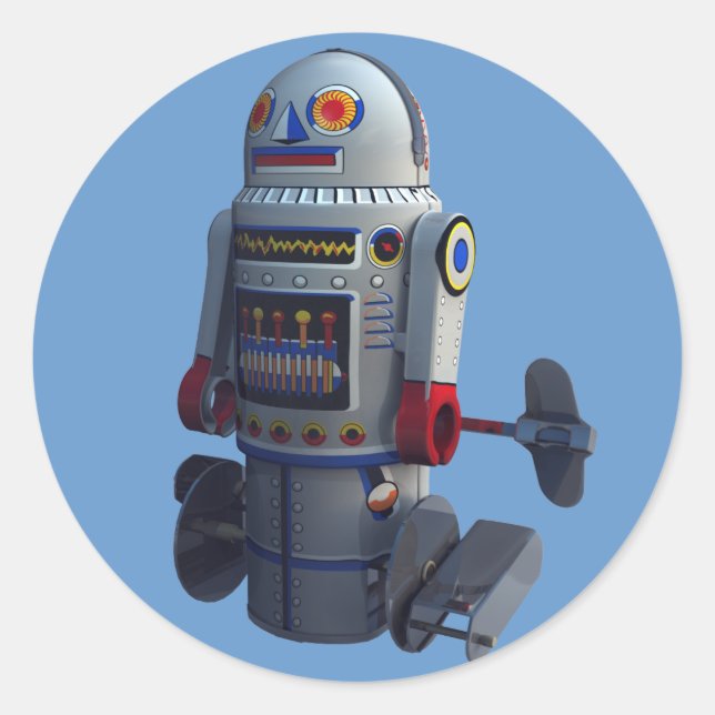 Retro Toy Robot Number 7 Sticker (Front)