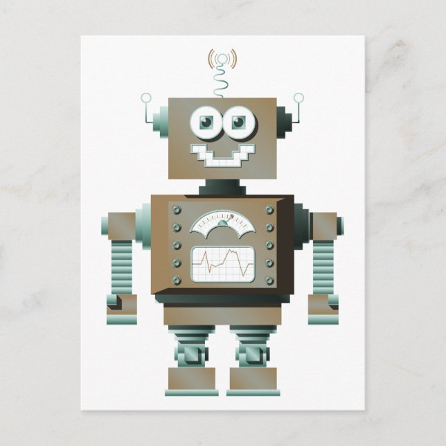 Retro Toy Robot Postcard (lt) (Front)