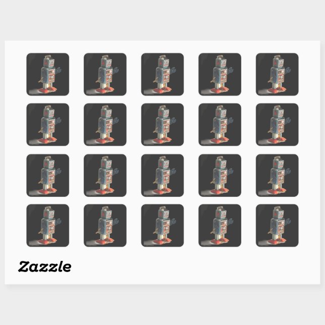 Retro Toy Robot  Square Sticker (Sheet)