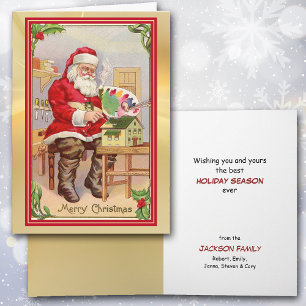 Retro Toymaker Santa Claus Christmas Card