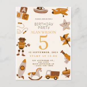 Retro Toys Boys Birthday Invitation Postcard