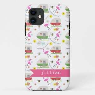 Retro Trailer & Flamingos Pattern Case-Mate iPhone Case