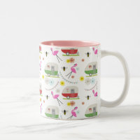 Retro Trailer & Flamingos Pattern