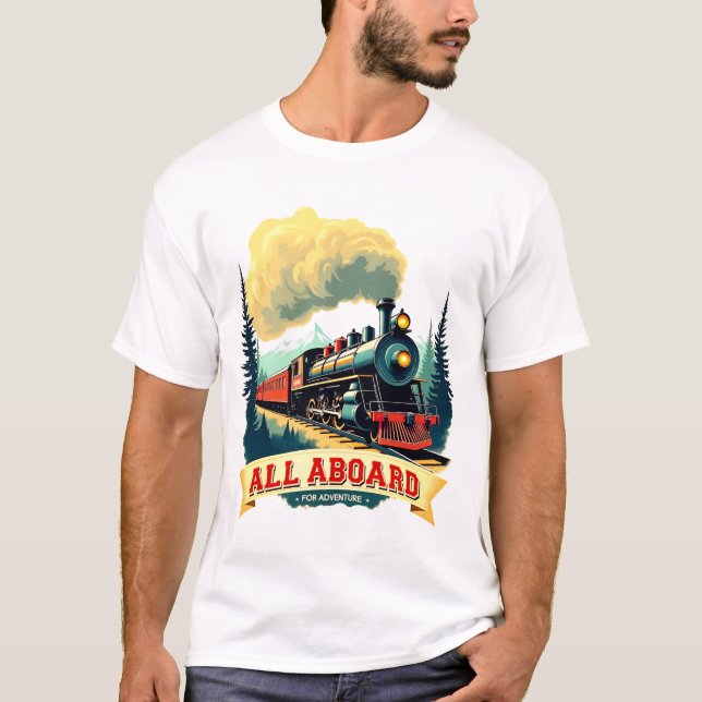 Retro Train Adventure - Vintage Railway Poster. T-Shirt (Front)